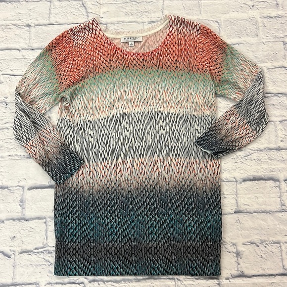 Liverpool L.A. ladies thin viscose blend pullover top hombre reptile print sz S. - Picture 2 of 9